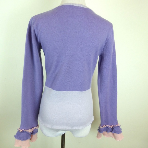 DEBORAH LINDQUIST rare CASHMERE PEACE SWEATER M one of a kind designer v neck - Picture 8 of 8